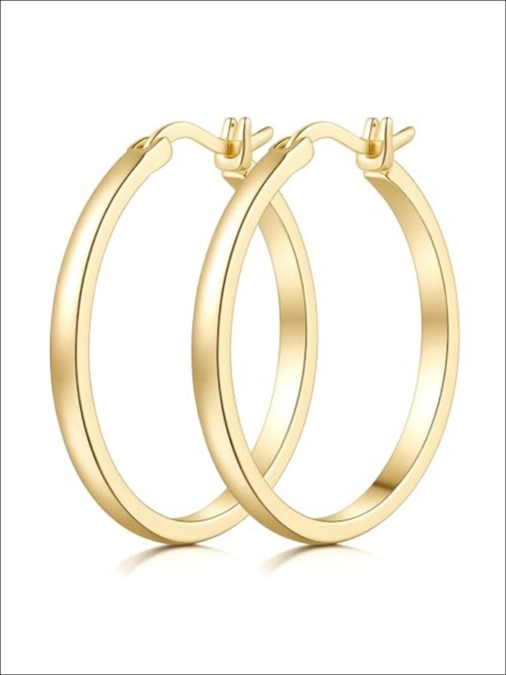 14k Gold Plated Hoop Earrings Latch Back 30mm